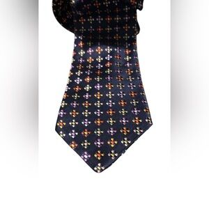 ALTEA Milano BLUE Silk HAND STITCHED ‘Flower Power’ Tie - see all photo’s